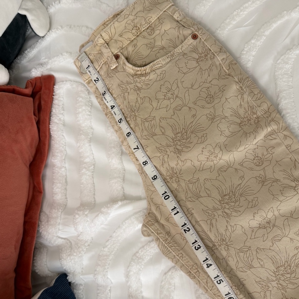 Zara Women's Beige Floral Straight Leg Jeans - Picture 11 of 11